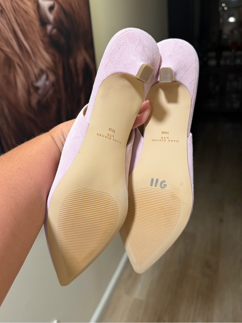 NEW Marc Fisher LTD Blush Suede Slingback Kitten Heels Size 10 - Picture 6 of 12